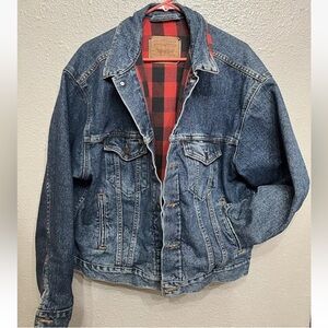 Vintage 90s Levi's Buffalo Plaid Flannel Lined Denim Jacket Trucker Men’s Jean